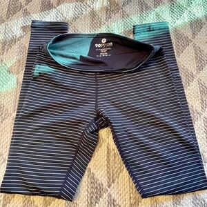 90 Degree By Reflex Navy and White Striped Leggings